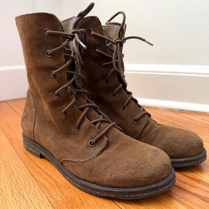OTBT Norwalk Brown Suede Lace-Up Combat Recycled Tire Soles Women’s Boots 7.5